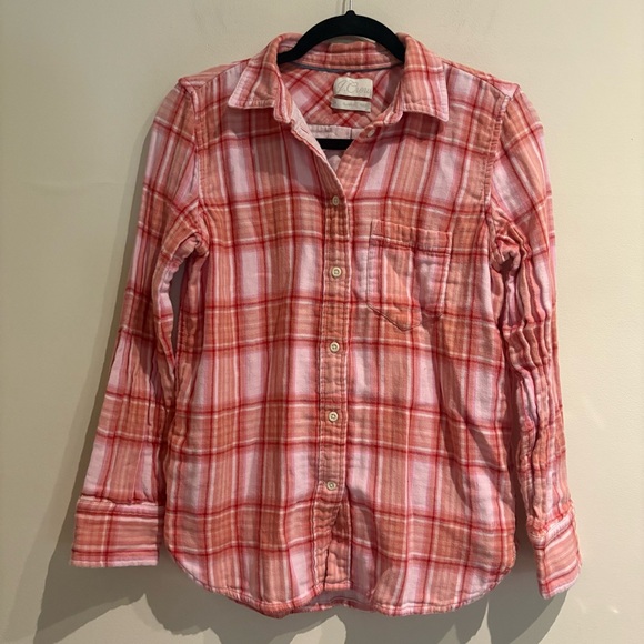 J. Crew Classic-fit Button Up Shirt in Blush Tartan Size 6 - Picture 6 of 9